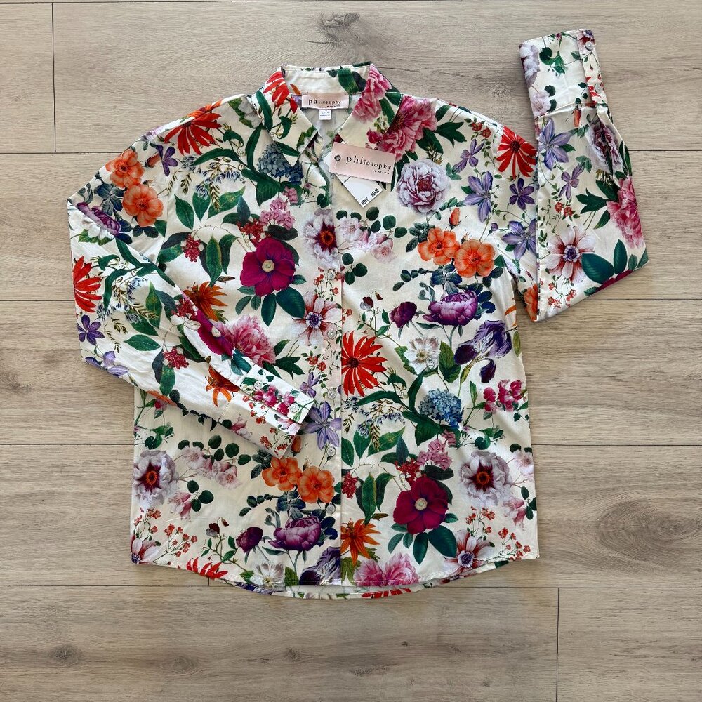 Philosophy Floral Button Down Long Sleeve Shirt
